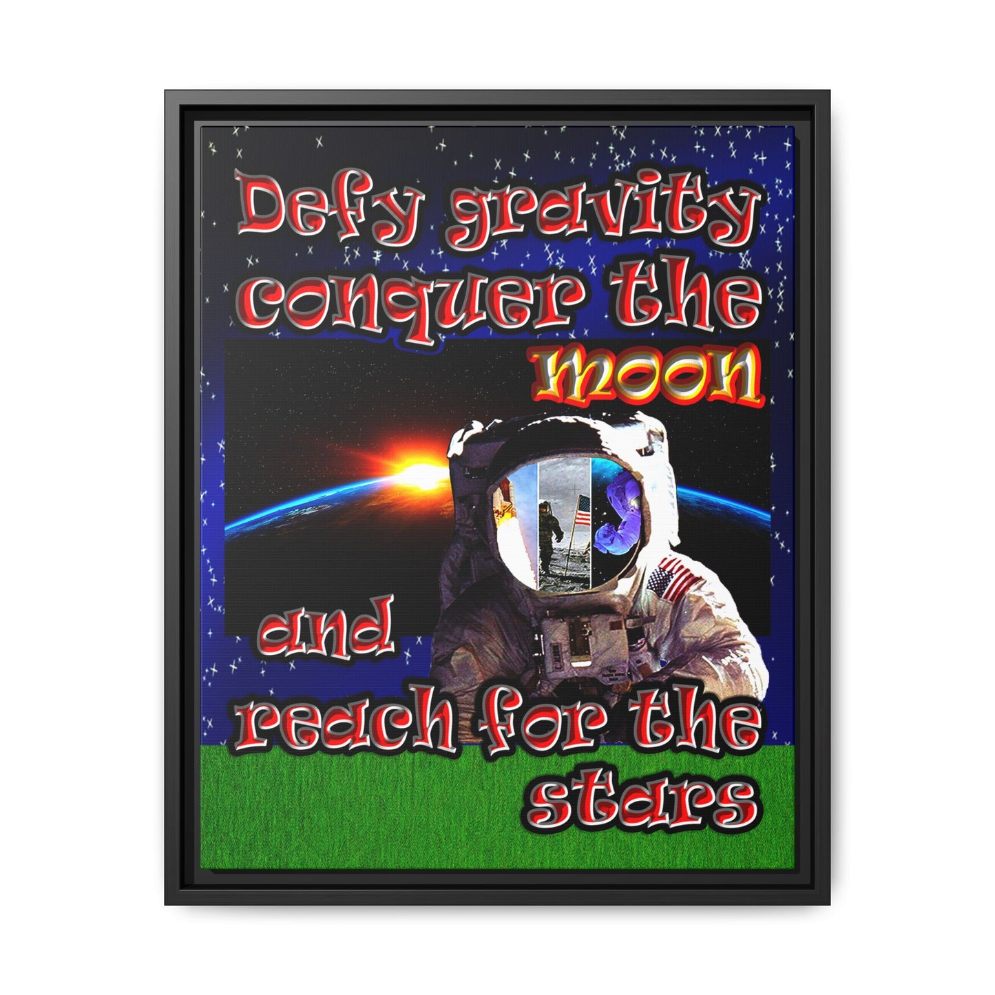 defy conquer reach - framed canvas art ('snoops' background)