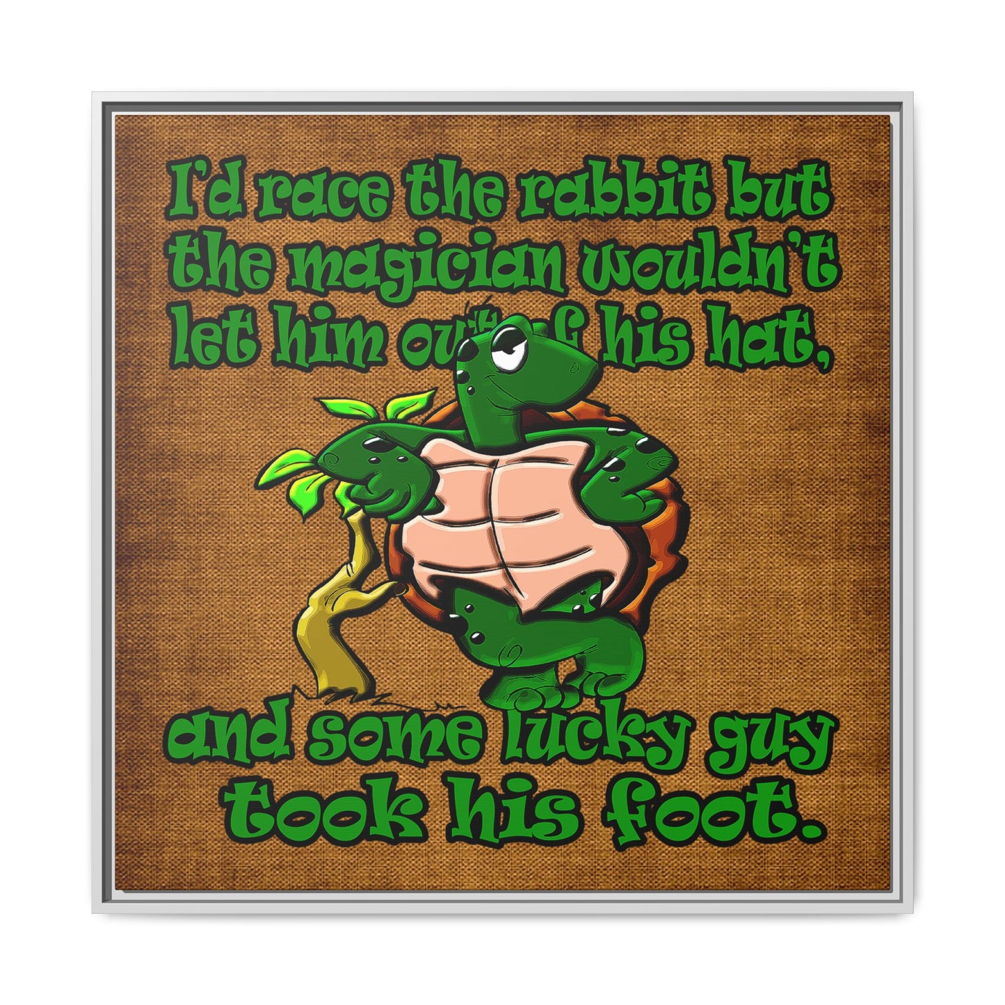 turtle race - framed canvas art (brown papyrus)