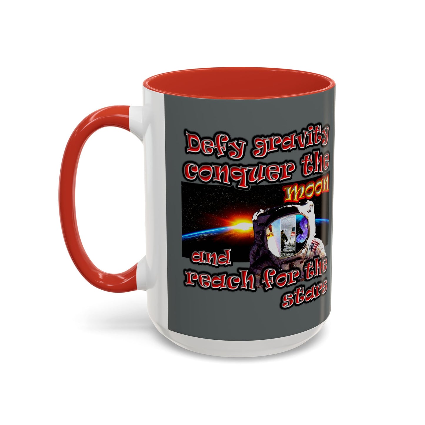 defy conquer reach - Accent Mug (dark grey)