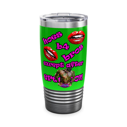 hoes b4 bros - Ringneck Tumbler, 20oz (logo green)