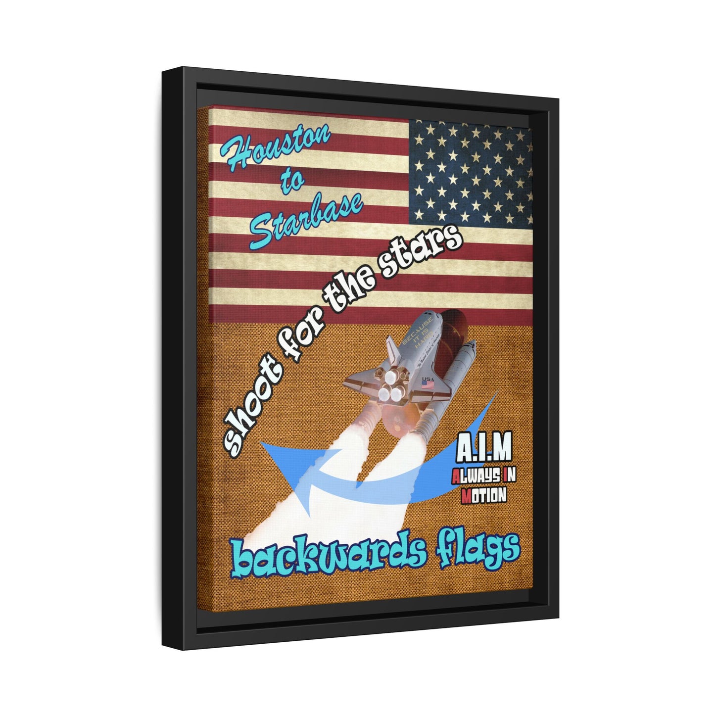 shoot for the stars - framed canvas art (brown papyrus)