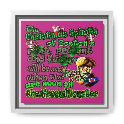 christmas spirits of boston - framed canvas art (pink)