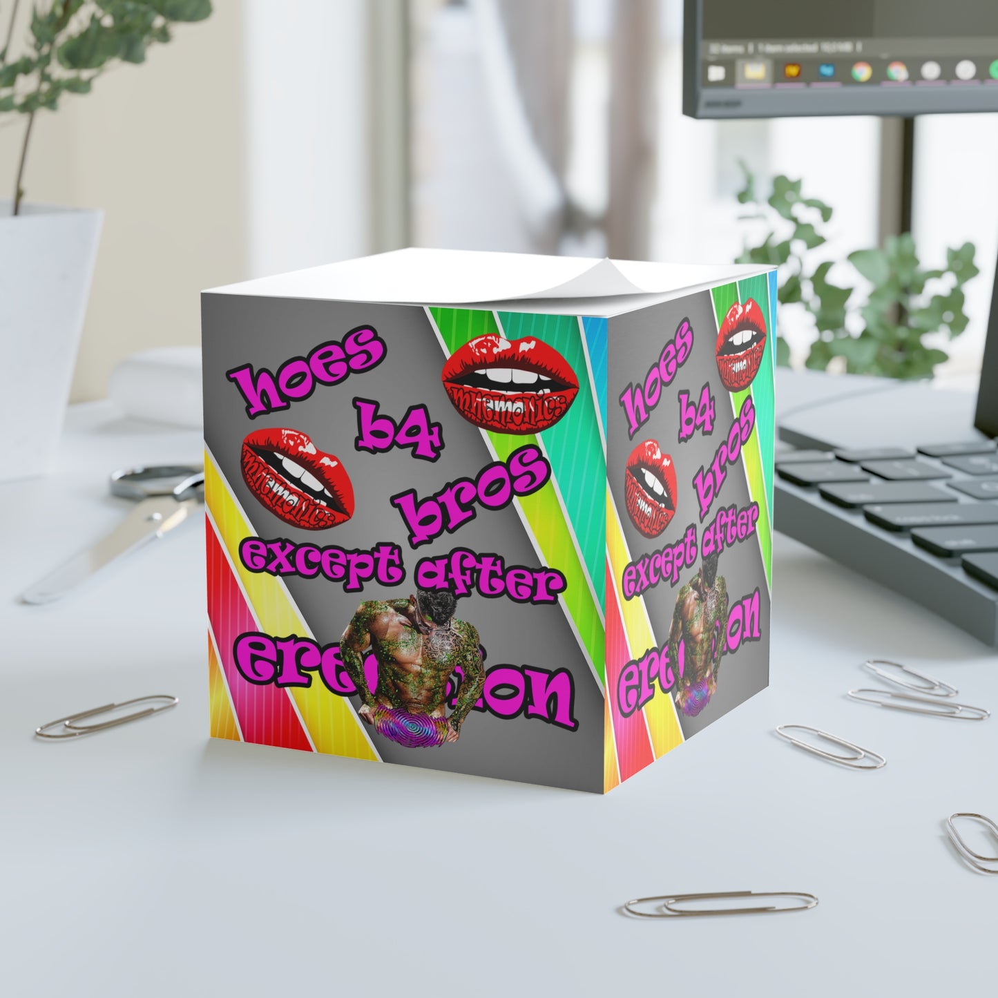 hoes b4 bros - note cube (rainbow split)