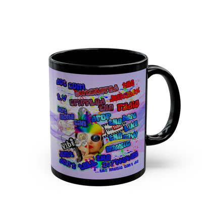 drop the beat - Black Mug (light blue-pink wave)