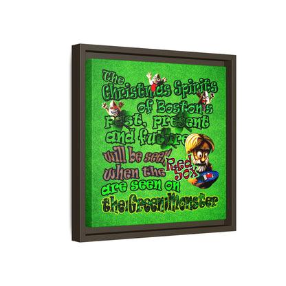 christmas spirits of boston - framed canvas art (green turf)