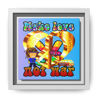 love peace - framed canvas art (light blue-purple wave)