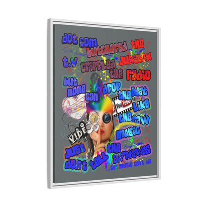 drop the beat - framed canvas art (dark grey)