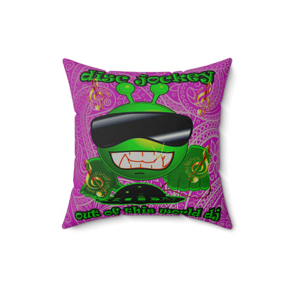 disc jockey - Faux Suede Square Pillow - (pink swirl)