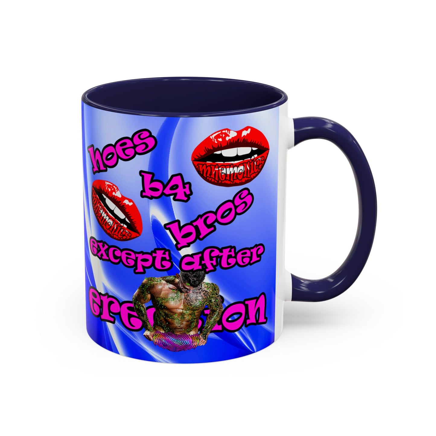 hoes b4 bros - Accent Mug (blue-white wave)