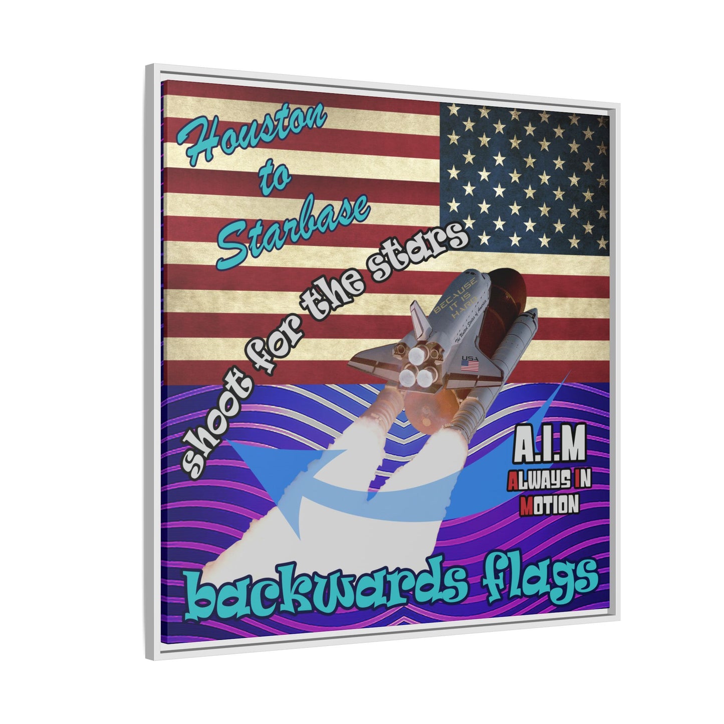 shoot for the stars - framed canvas art (purple wave)