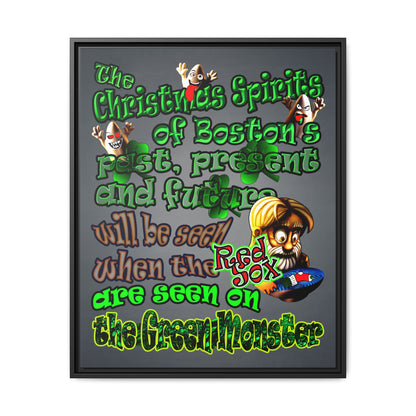 christmas spirits of boston - framed canvas art (grey-light grey)