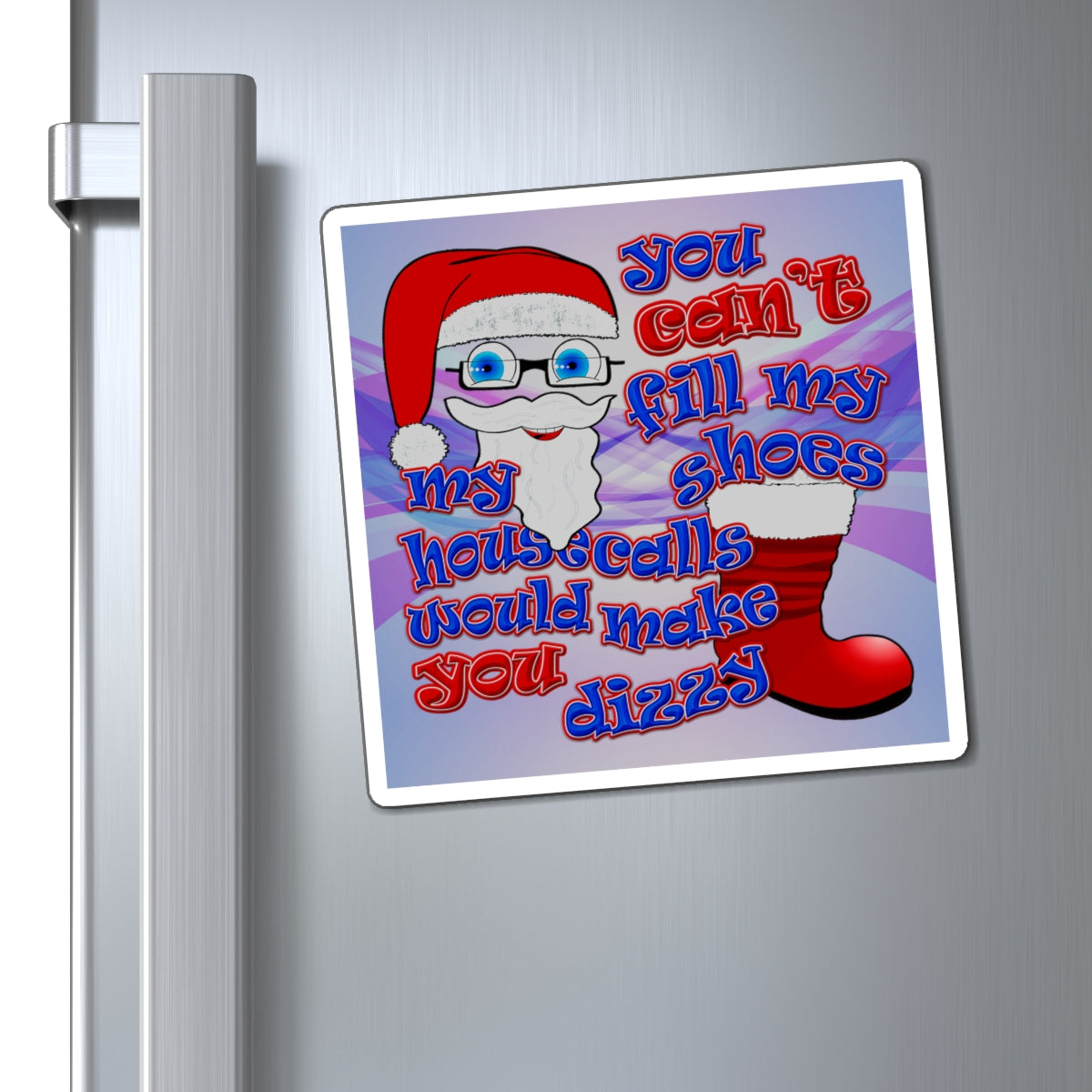 santa's shoes - Magnets - (light blue-pink wave)