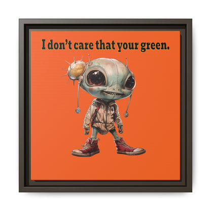 I don't care that your green - framed canvas art (orange)