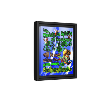 christmas spirits of boston - framed canvas art (blue-white wave)