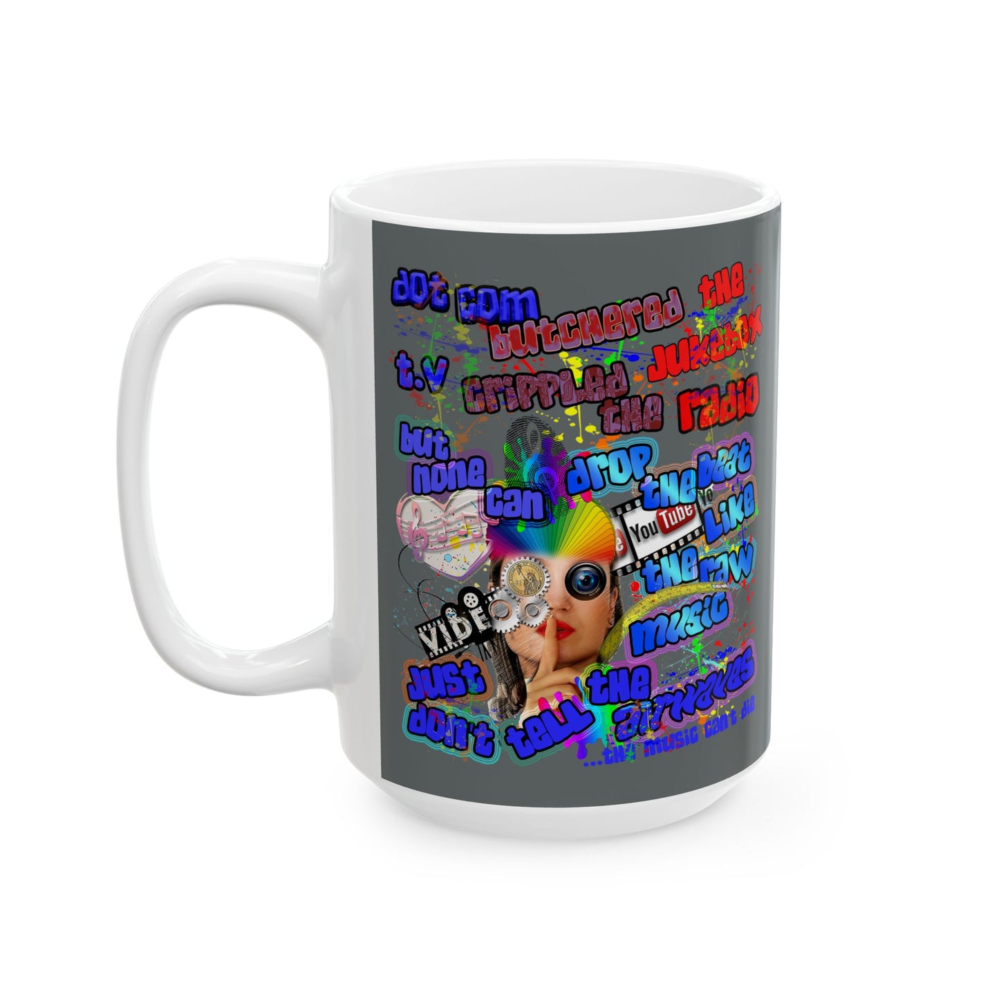 drop the beat - White Mug (dark grey)