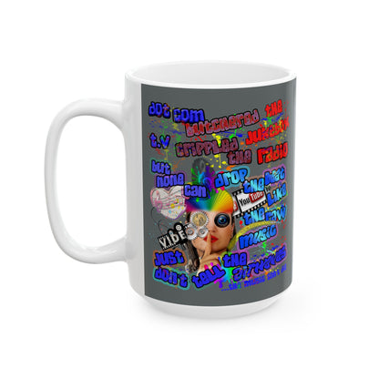 drop the beat - White Mug (dark grey)