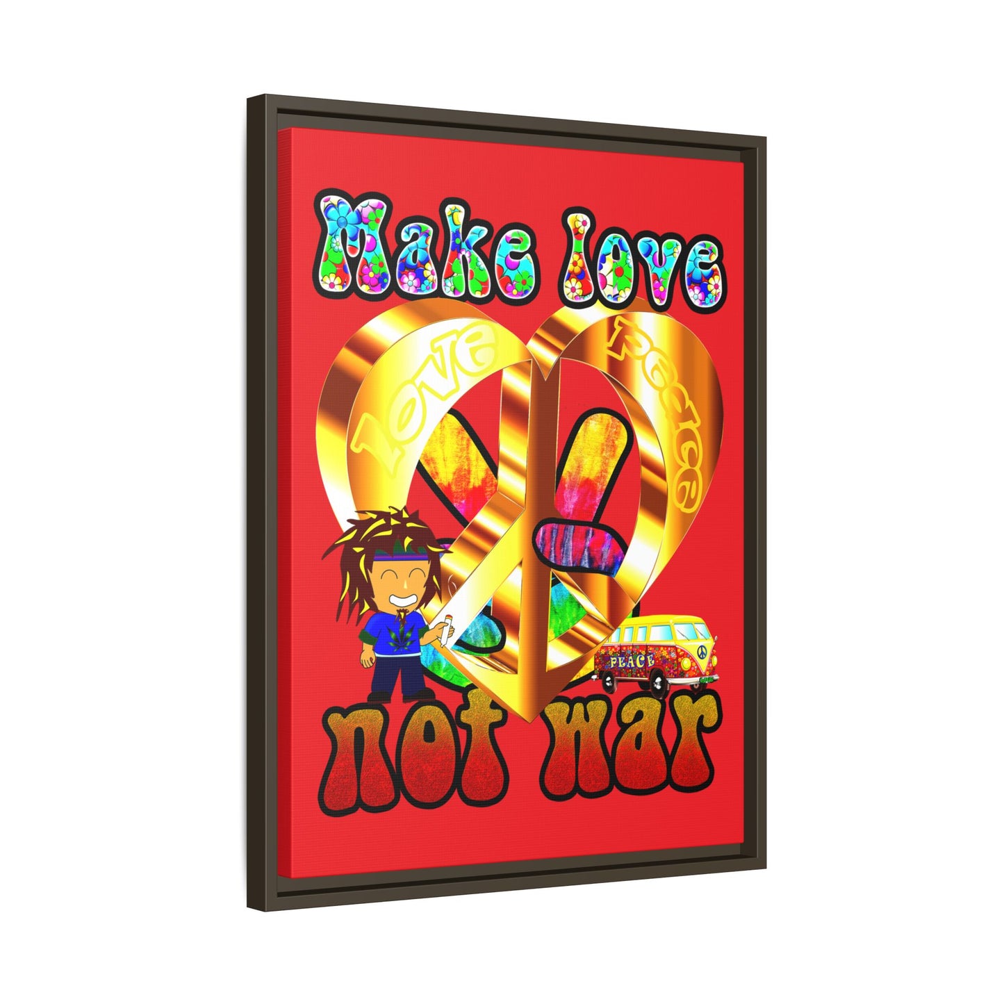 love peace - framed canvas art (red)