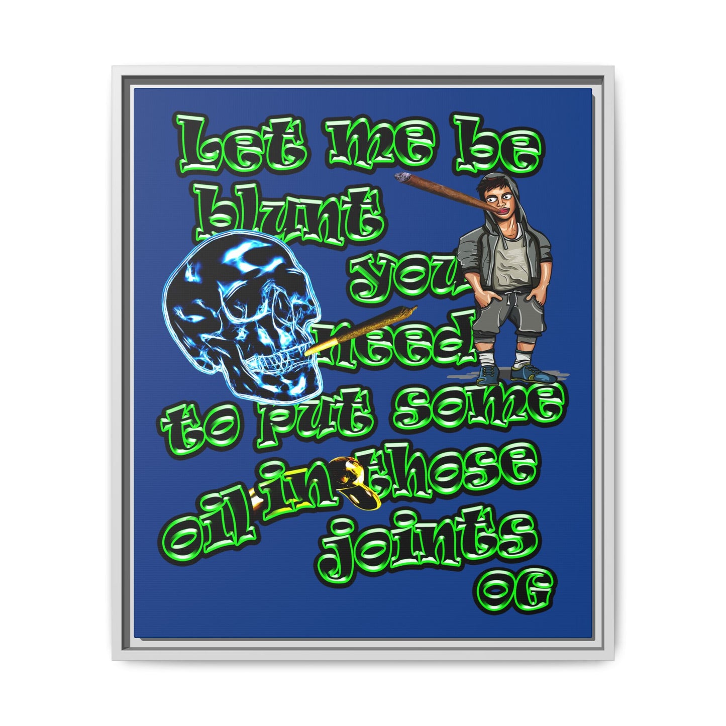 og - framed canvas art (dark blue)