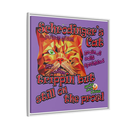 schrodinger's cat - framed canvas art (light purple)