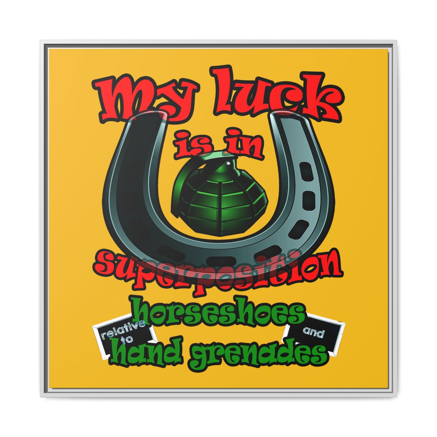 my luck - framed canvas art (yellow)