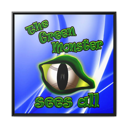 green monster - framed canvas art (blue-white wave)