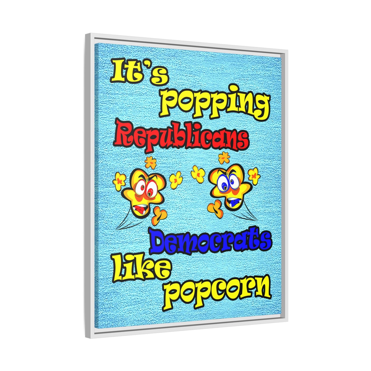 popping like popcorn - framed canvas art (faded dark blue)