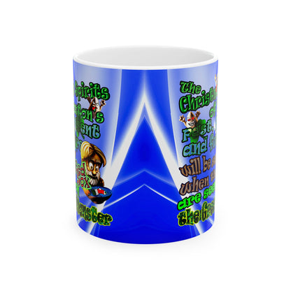 christmas spirits of boston - White Mug (blue-white wave)