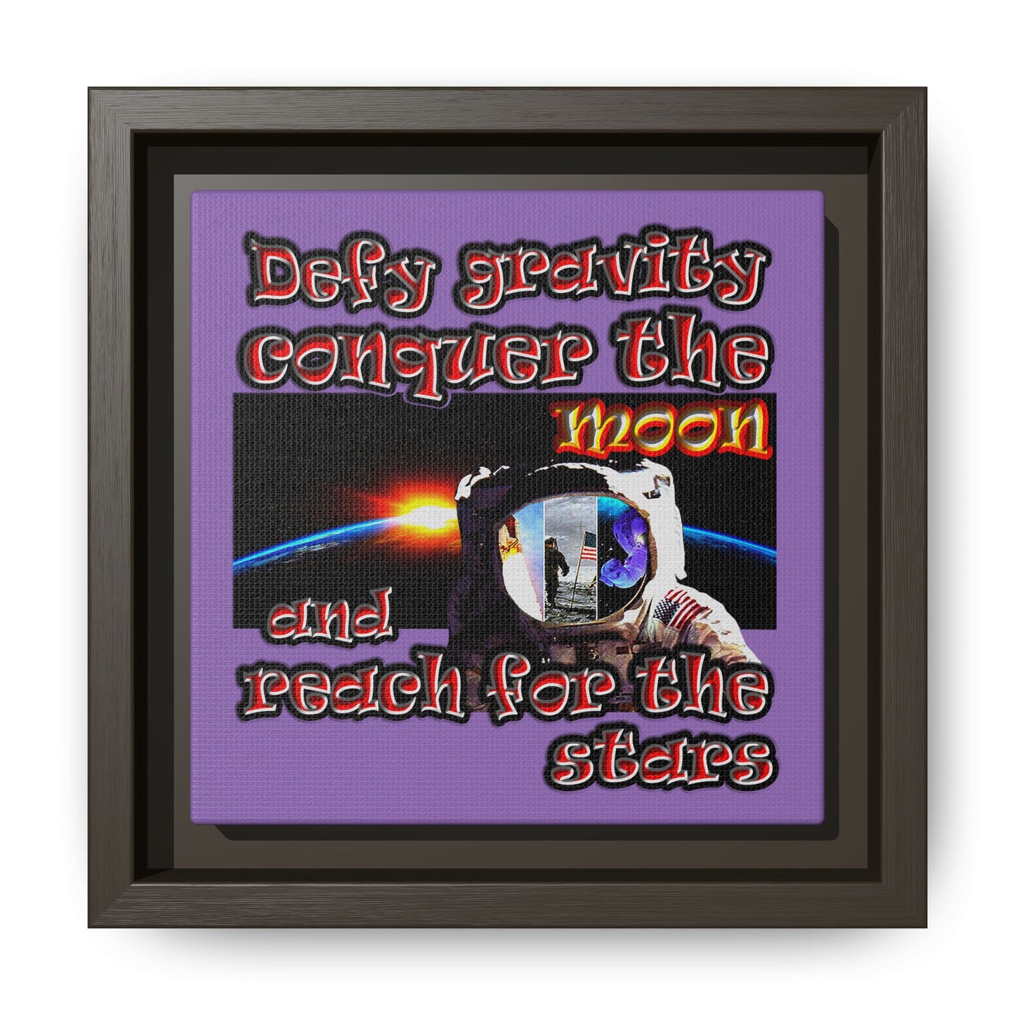 defy conquer reach - framed canvas art (light purple)