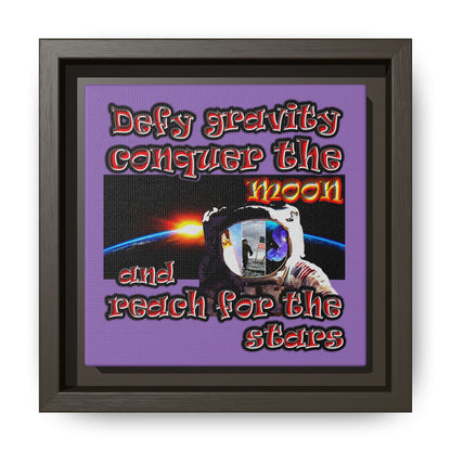 defy conquer reach - framed canvas art (light purple)