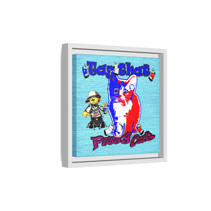 tag that - framed canvas art (faded blue)