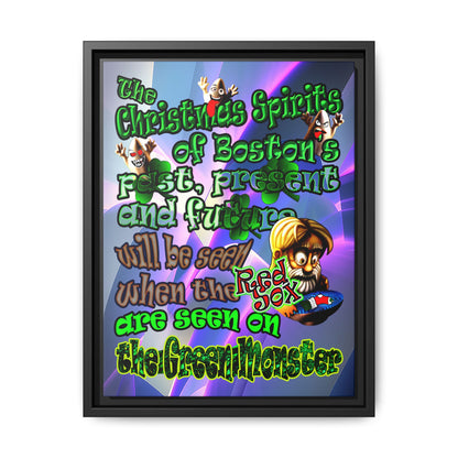 christmas spirits of boston - framed canvas art (grey-pink wave)