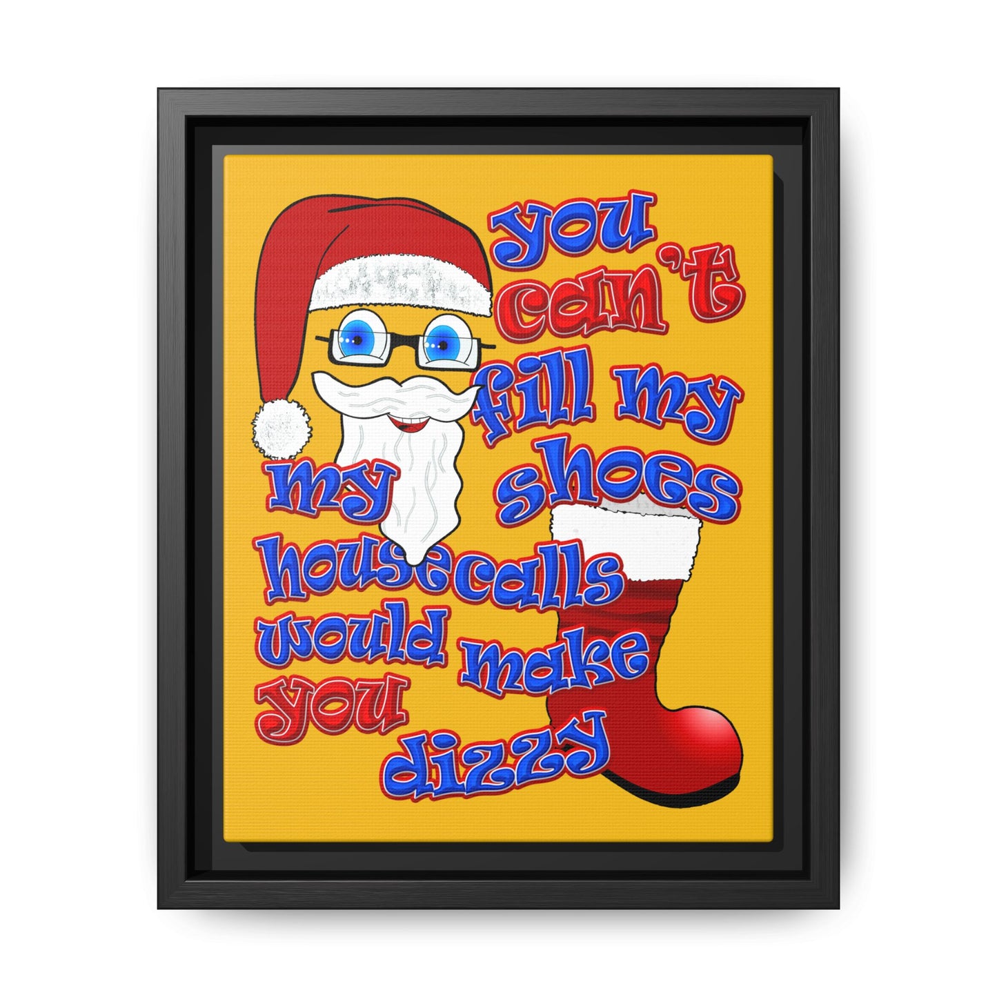 santa's shoes - framed canvas art (yellow)