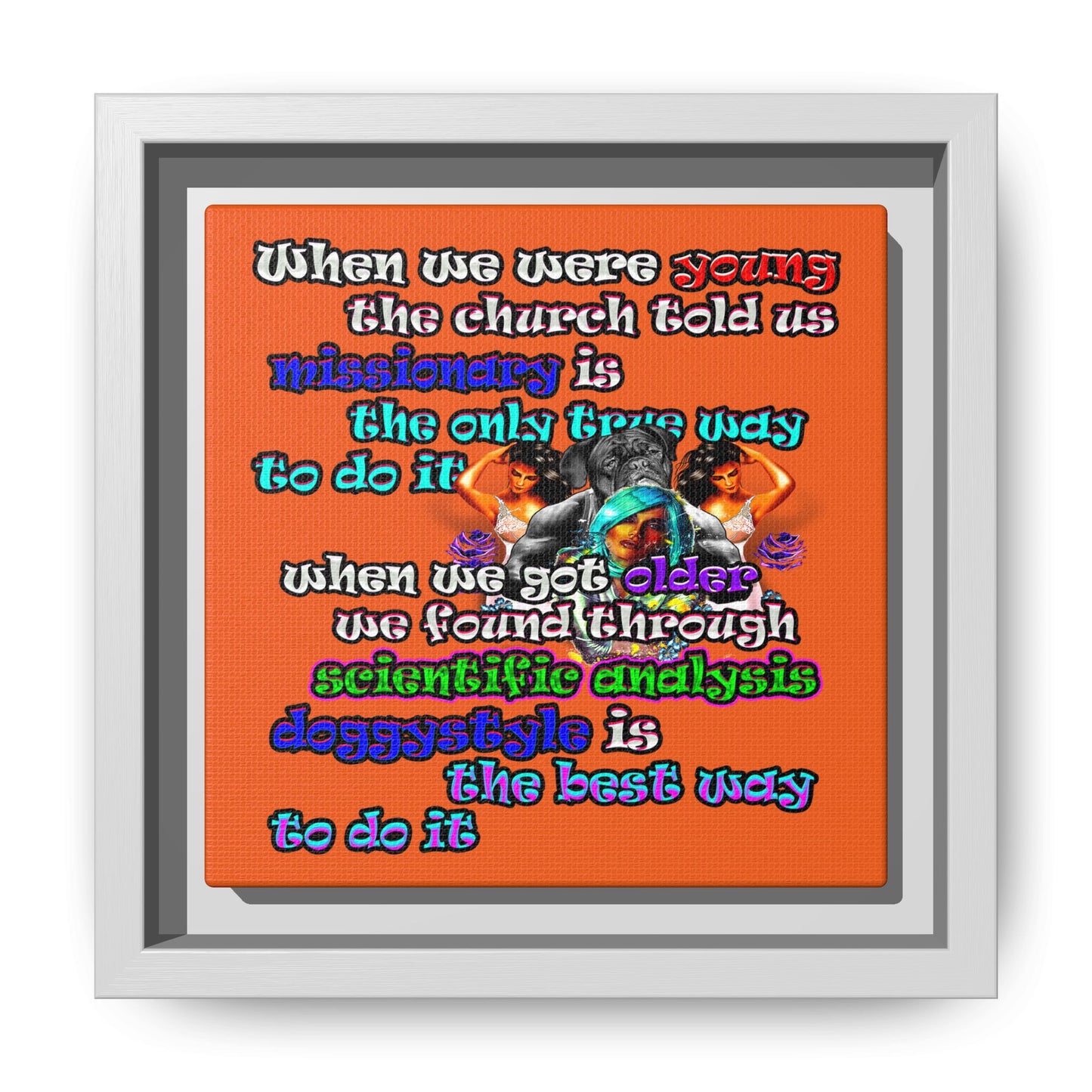 doggystyle - framed canvas art (orange)