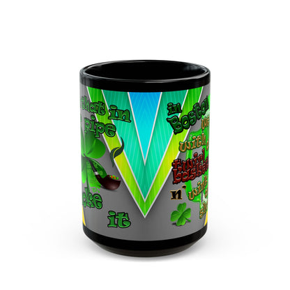 celtics logo - Black Mug (rainbow split)