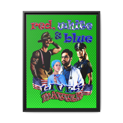 rw&b lives matter - framed canvas art (logo green)