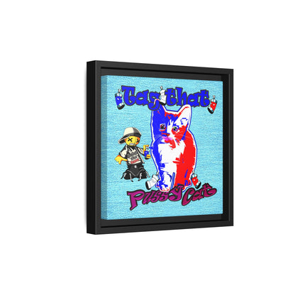 tag that - framed canvas art (faded blue)