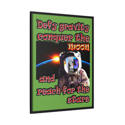 defy conquer reach - framed canvas art (green)