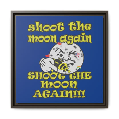 shoot the moon again - framed canvas art (dark blue)