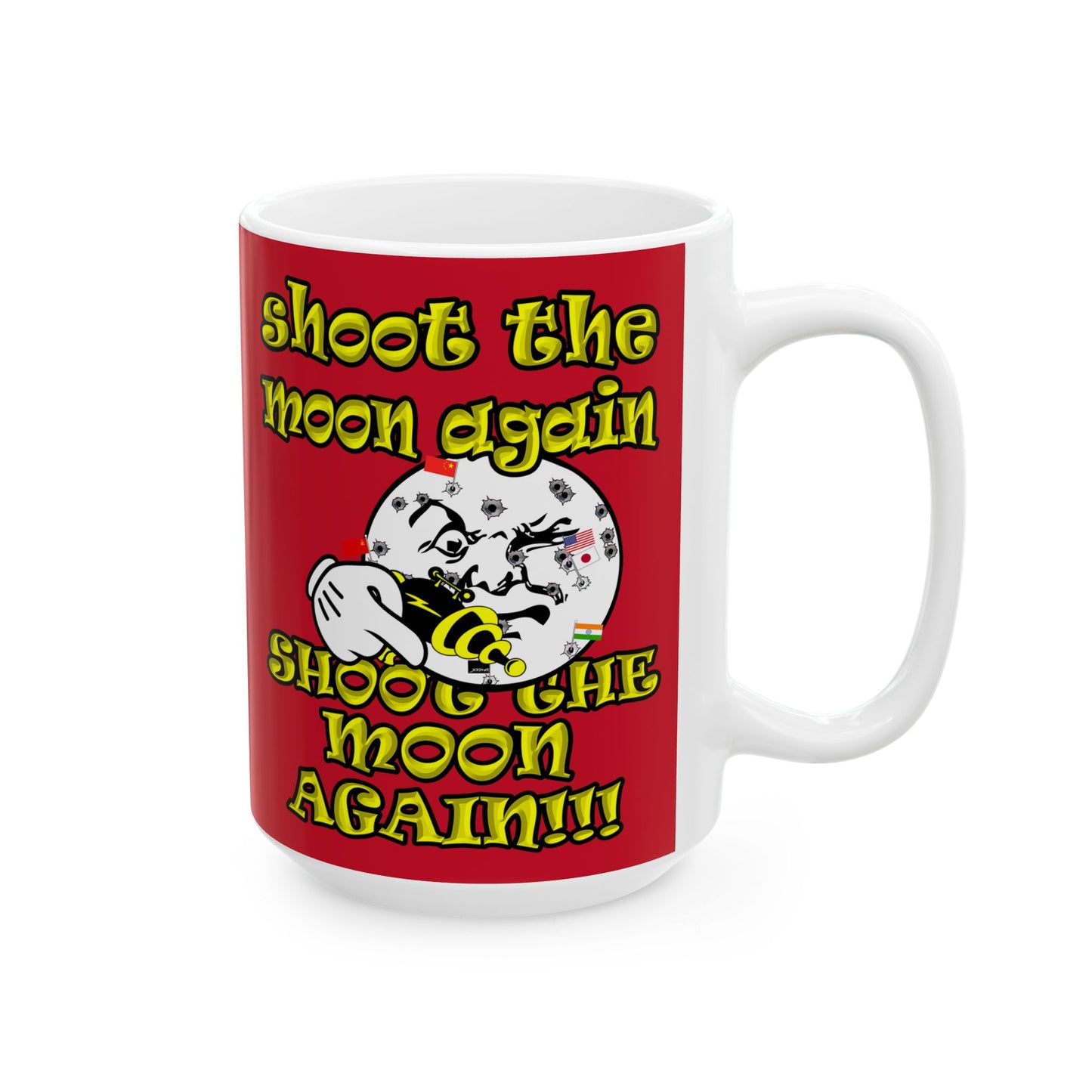 shoot the moon again - White Mug (dark red)