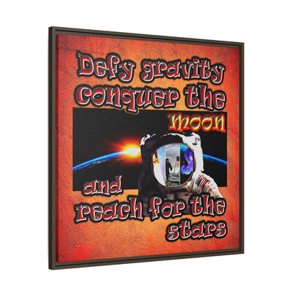 defy conquer reach - framed canvas art (burnt orange)