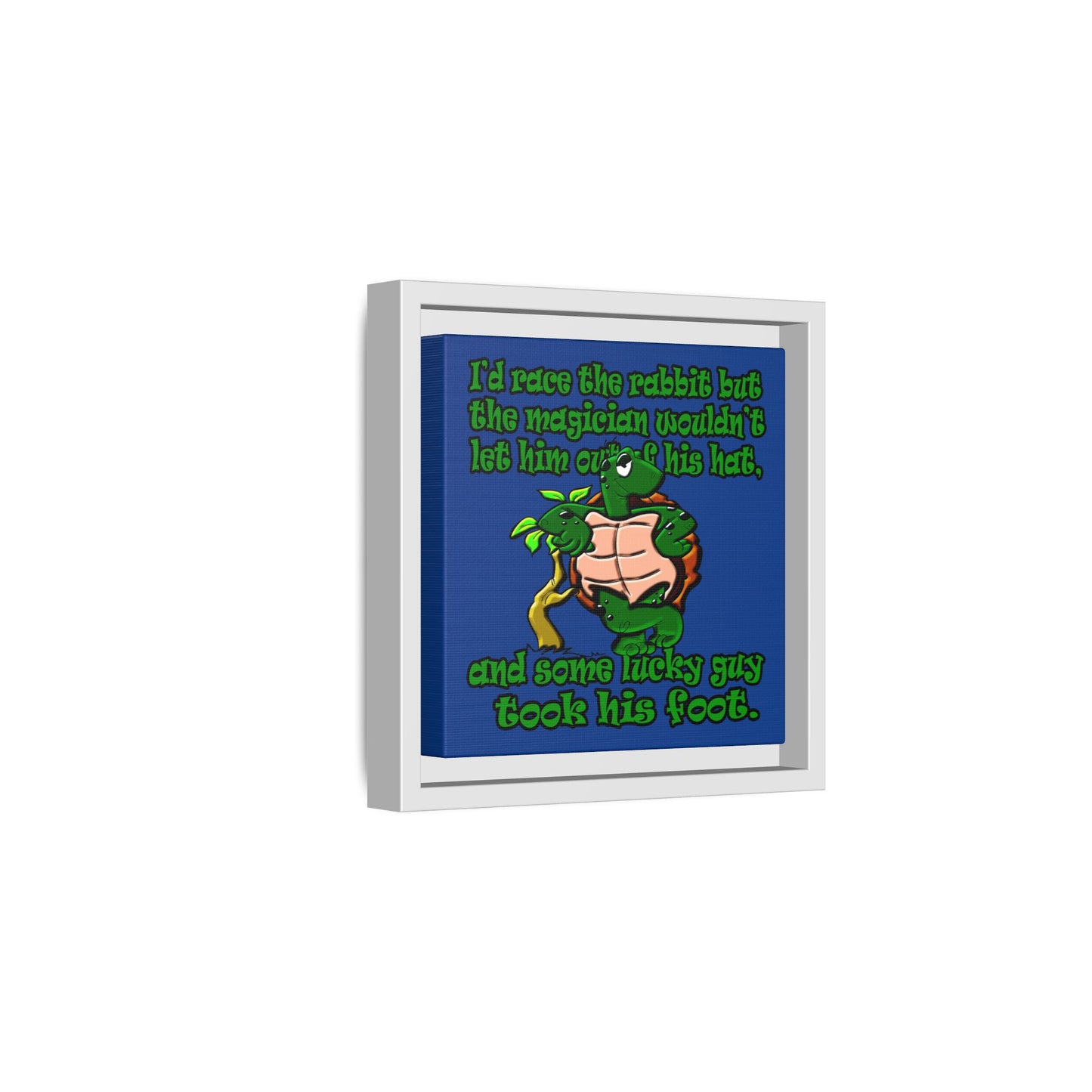 turtle race - framed canvas art (dark blue)