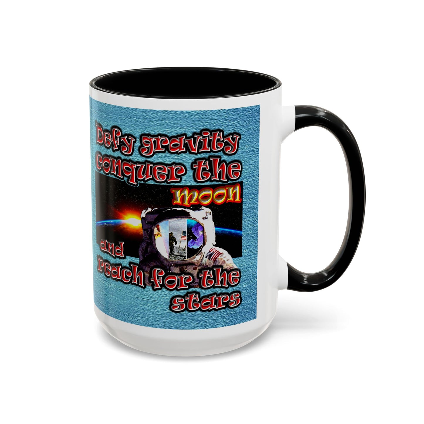 defy conquer reach - Accent Mug (faded blue)