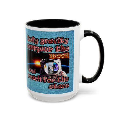 defy conquer reach - Accent Mug (faded blue)