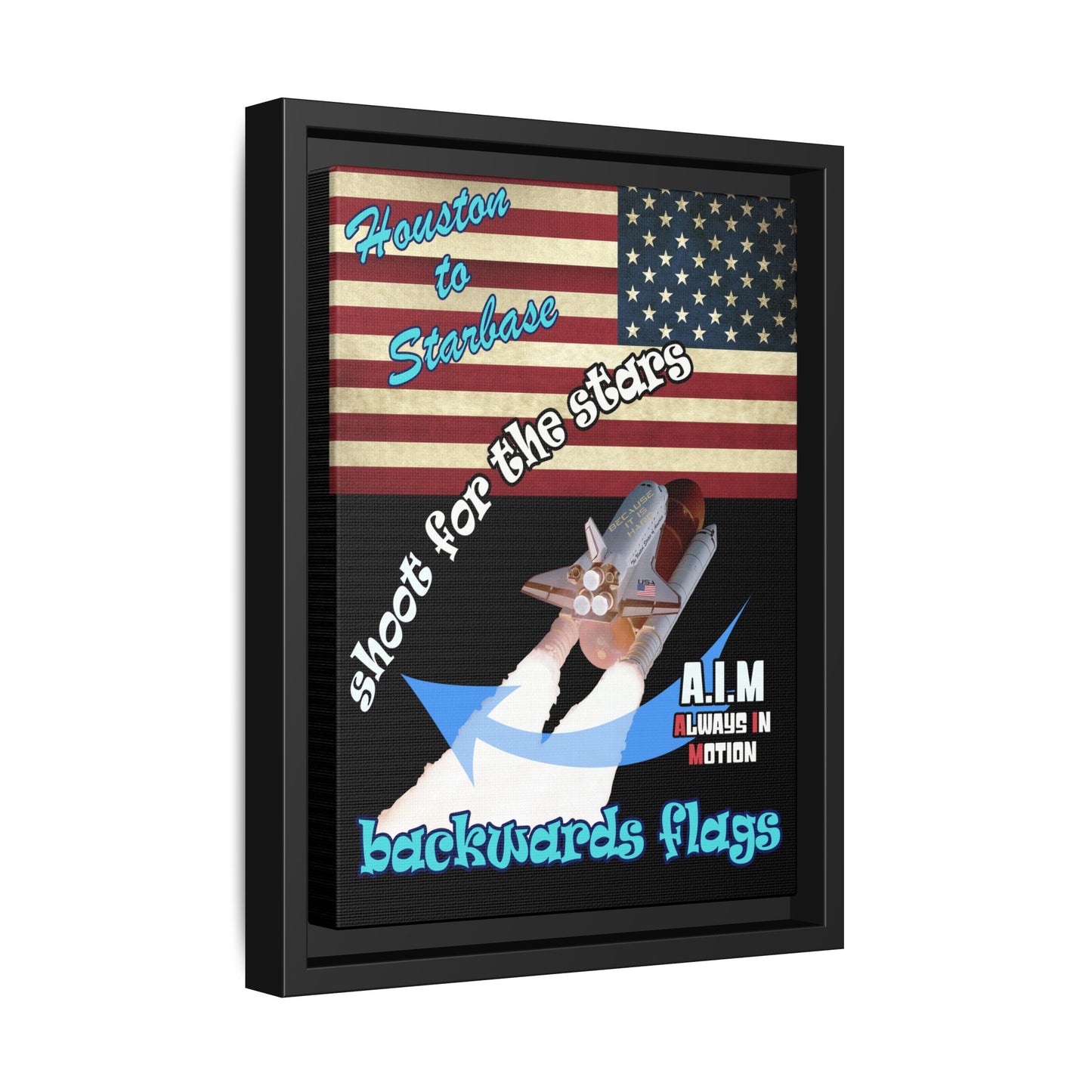 shoot for the stars - framed canvas art (black)