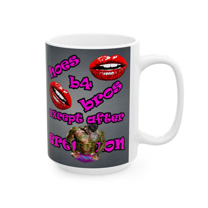 hoes b4 bros - White Mug (grey-light grey)