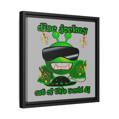 disc jockey - framed canvas art (light grey)