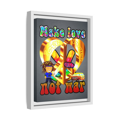 love peace - framed canvas art (grey-light grey)