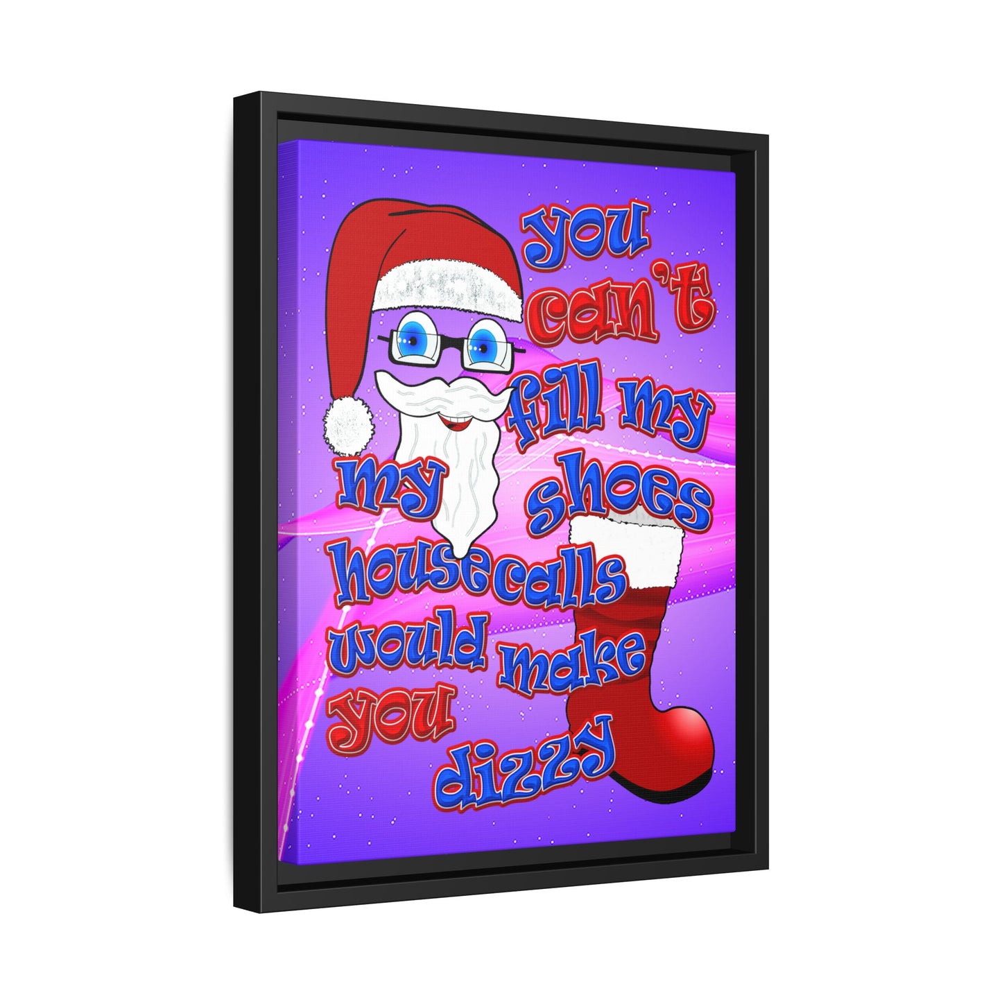 santa's shoes - framed canvas art (purple-pink wave)