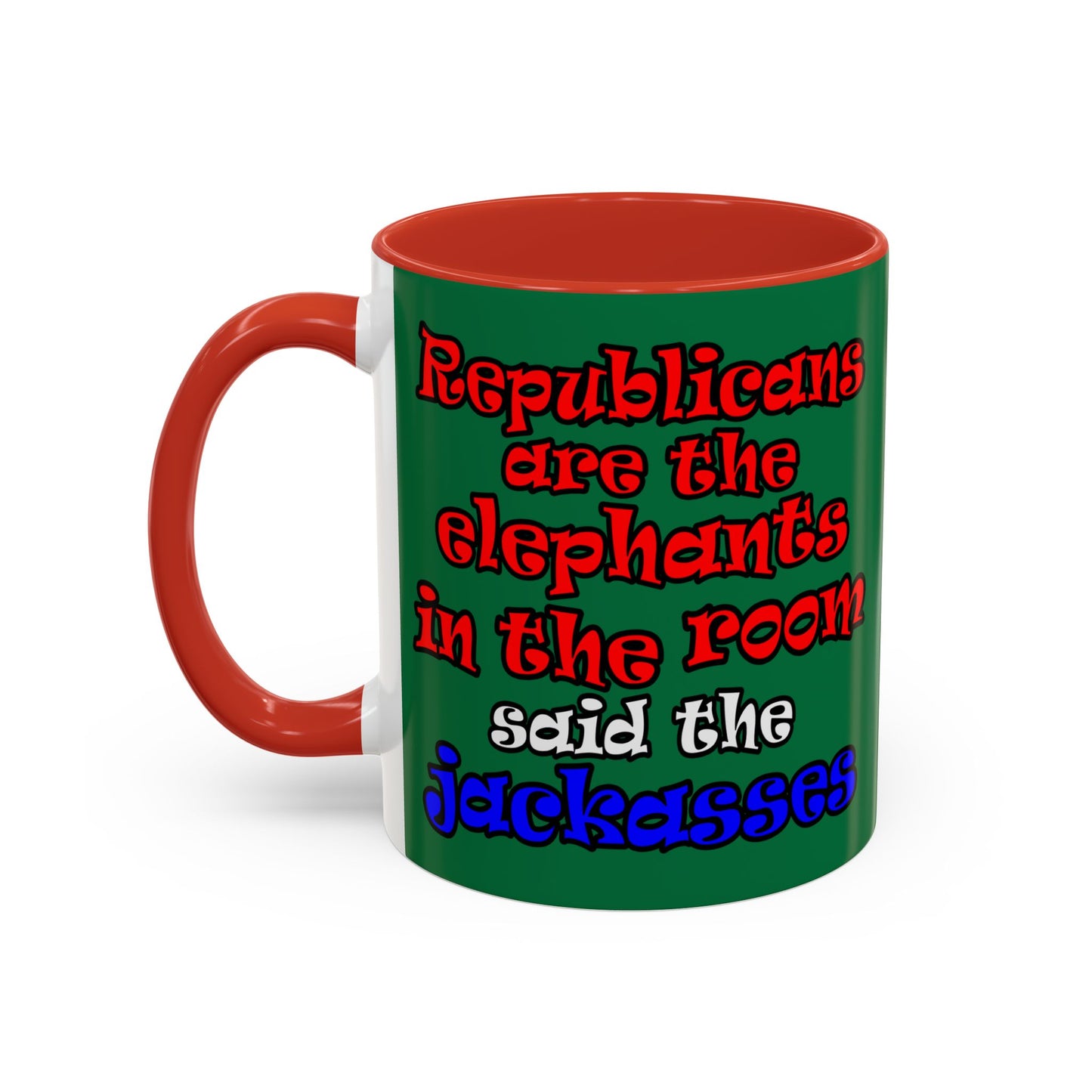 donkeys and elephants - Accent Mug (dark green)