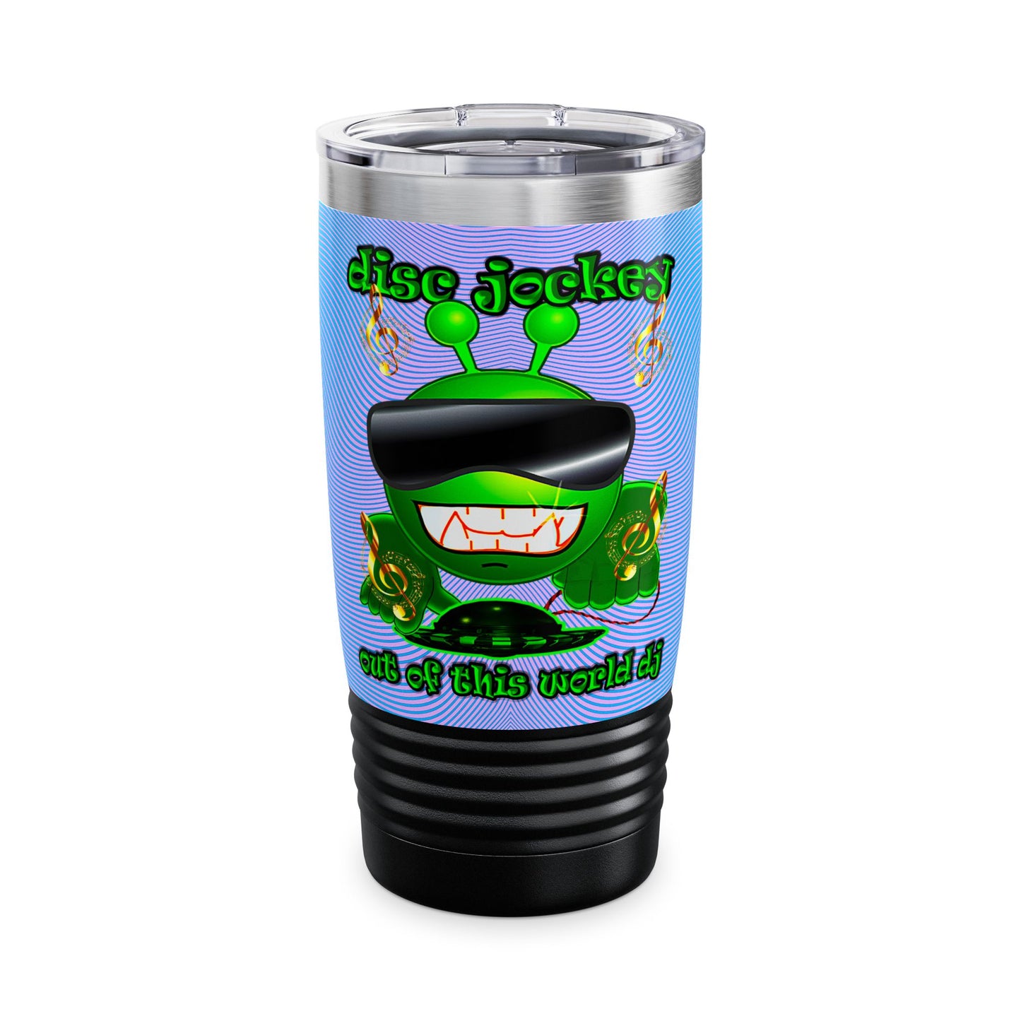disc jockey - Ringneck Tumbler, 20oz (light blue-purple wave)